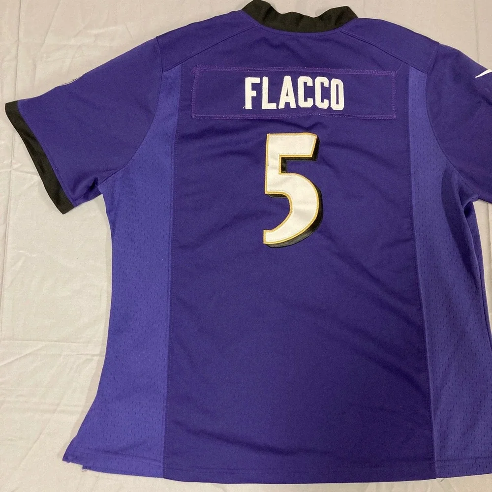 Nike Baltimore Ravens Joe‎ Flacco 5 Jersey Womens Large Purple NFL On Field